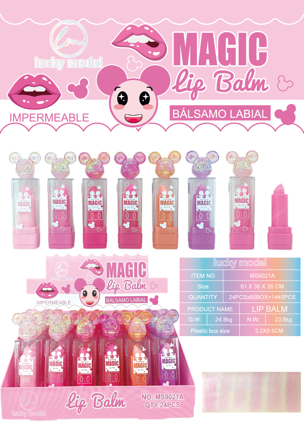 Lucky Model Magic Character Cap Color-Changing Lip Balm