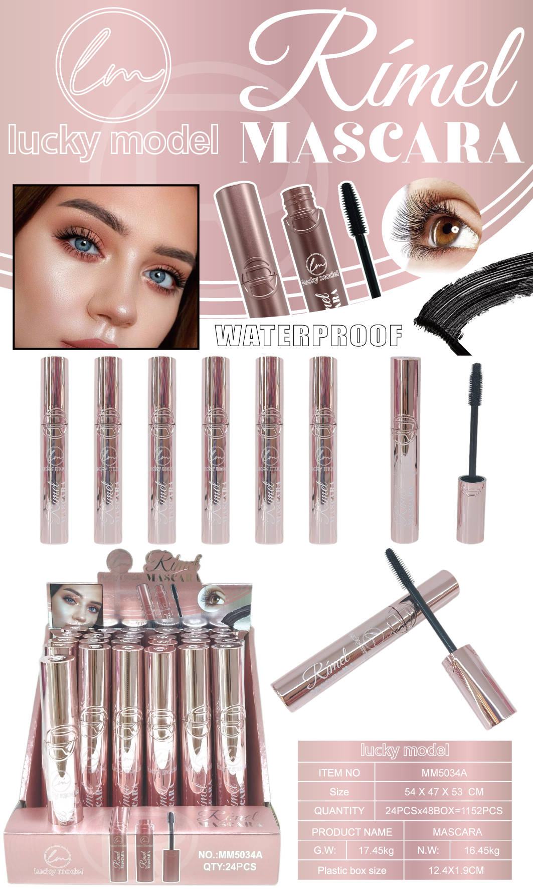 Lucky Model Rímel Waterproof Mascara