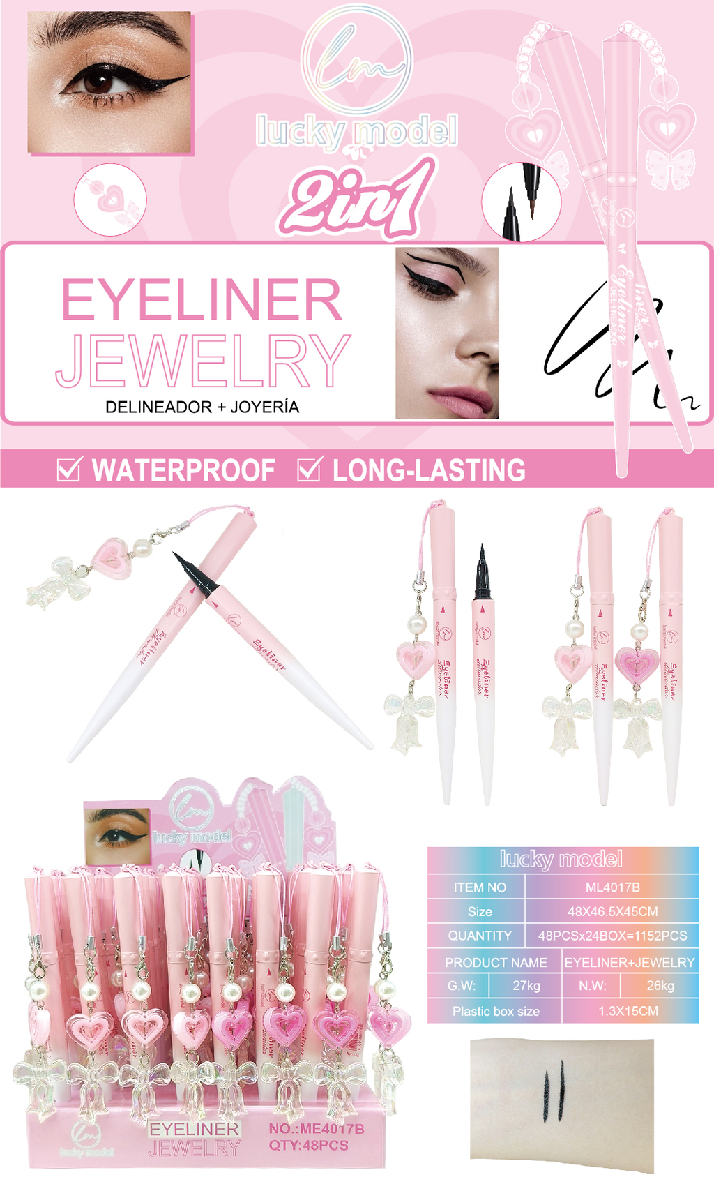 Lucky Model 2-in-1 Waterproof Eyeliner + Jewelry Charm Pen