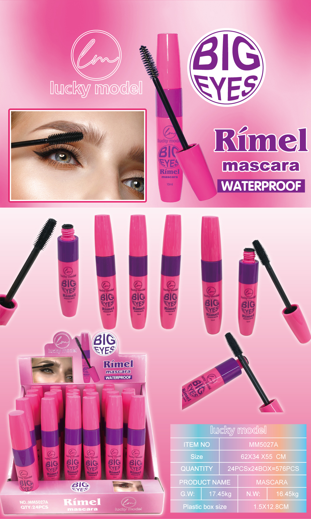 Lucky Model Big Eyes Rímel Waterproof Mascara
