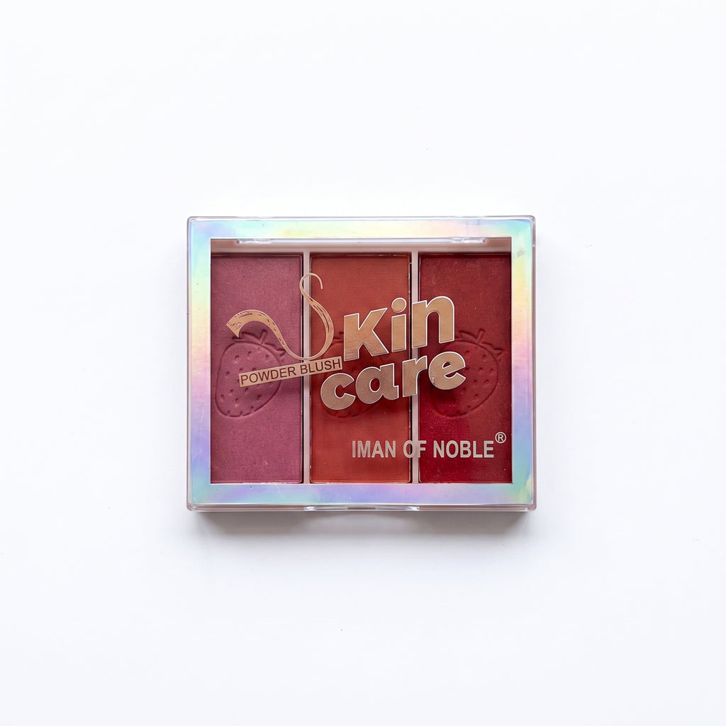 Iman of Noble Skin Care Strawberry-Embossed 3-Color Powder Blush Palette