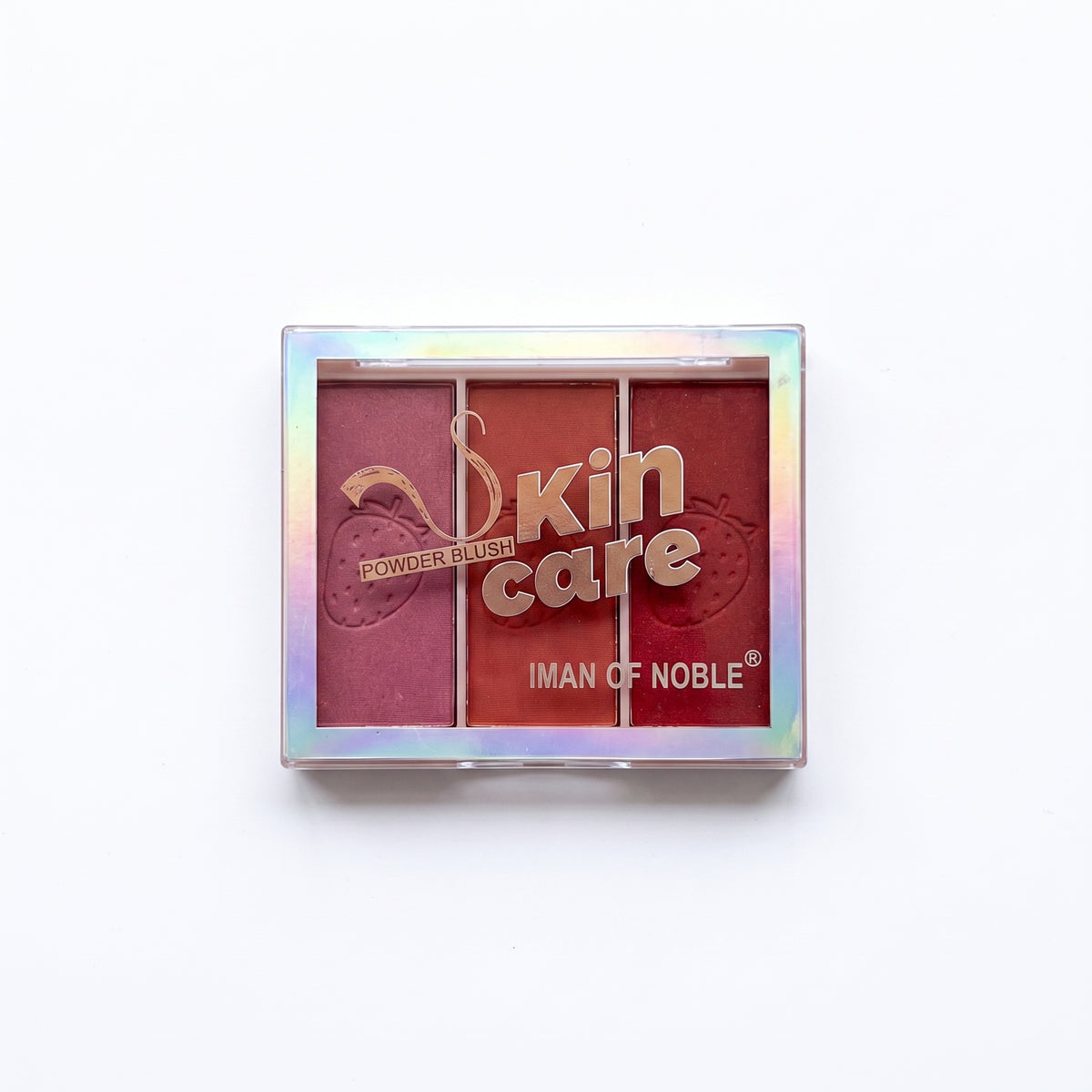 Iman of Noble Skin Care Strawberry-Embossed 3-Color Powder Blush Palette