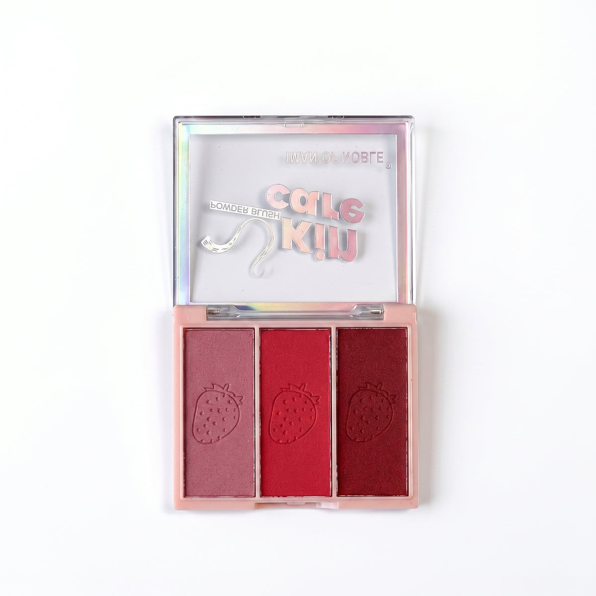 Iman of Noble Skin Care Strawberry-Embossed 3-Color Powder Blush Palette