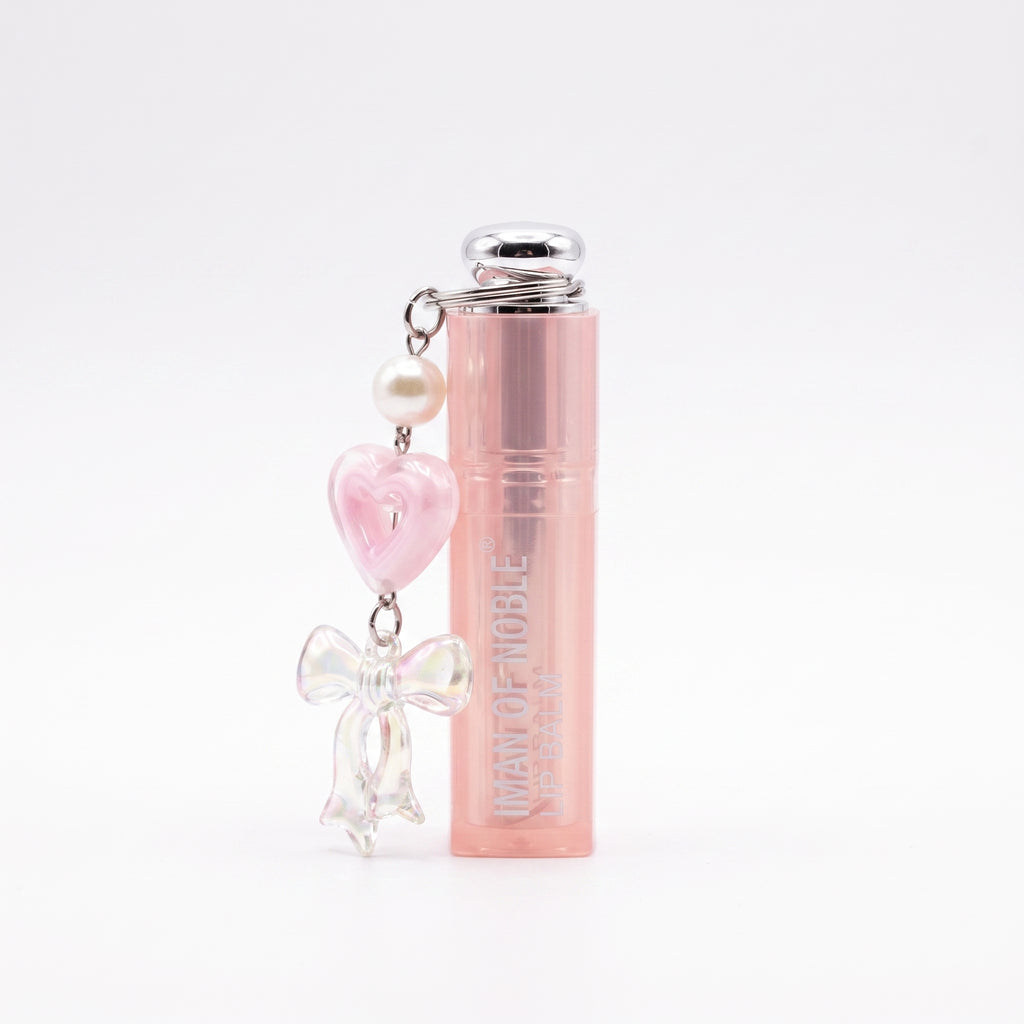 Iman of Noble Pearl & Ribbon Charm Keychain Waterproof Lip Balm