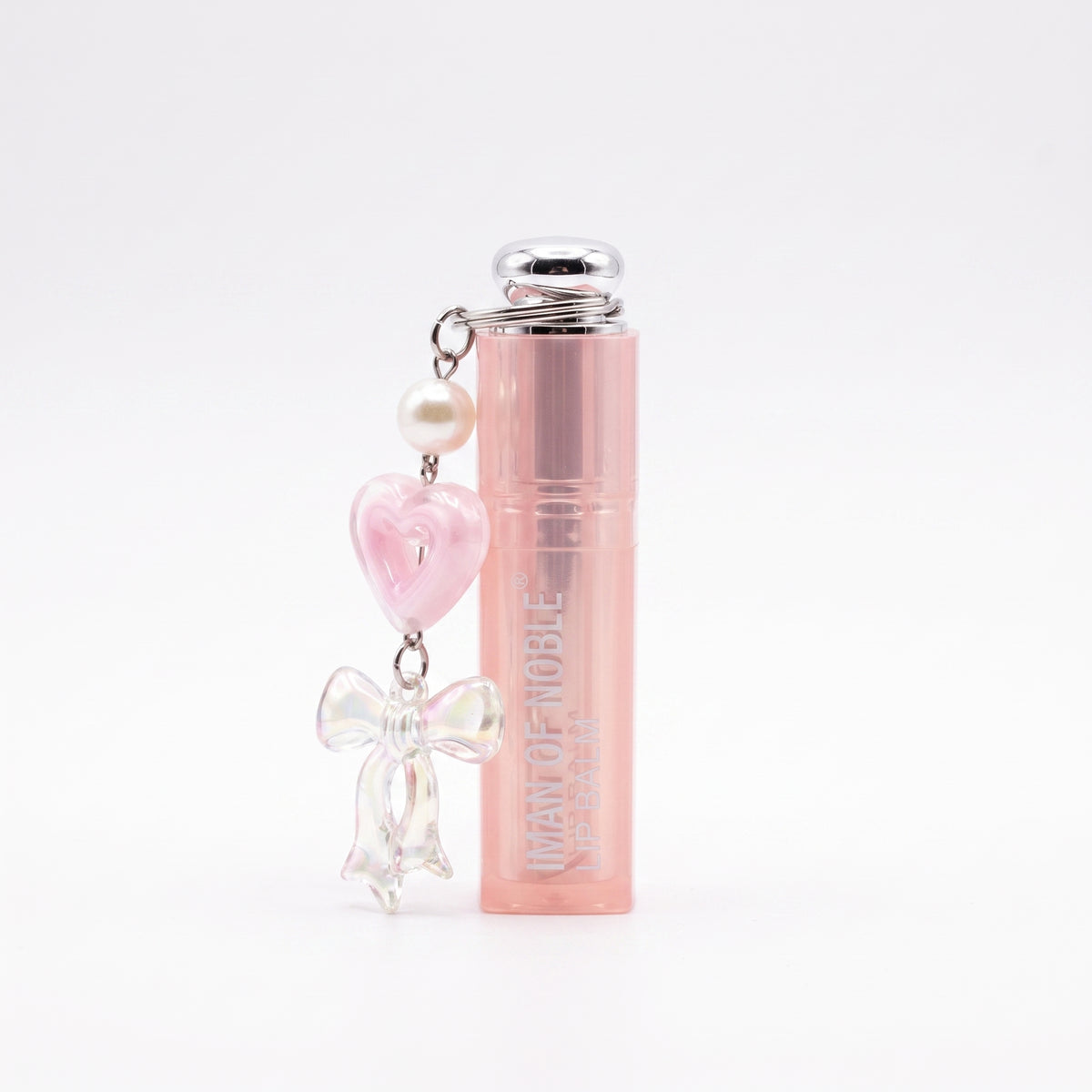 Iman of Noble Pearl & Ribbon Charm Keychain Waterproof Lip Balm