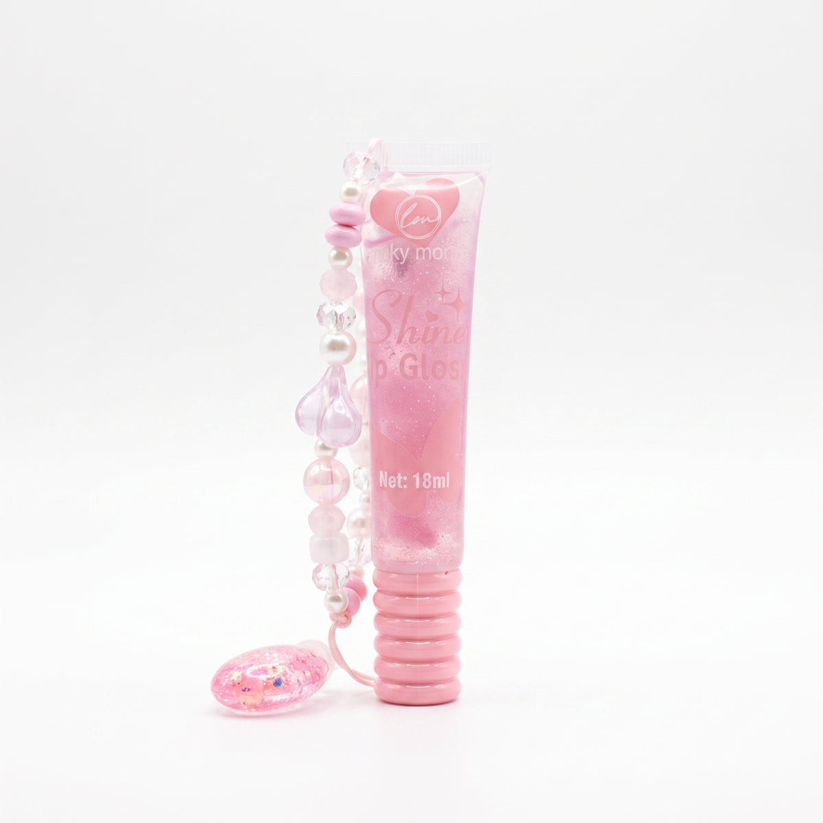 Lucky Model Shine Lip Gloss with Beaded Charm Strap