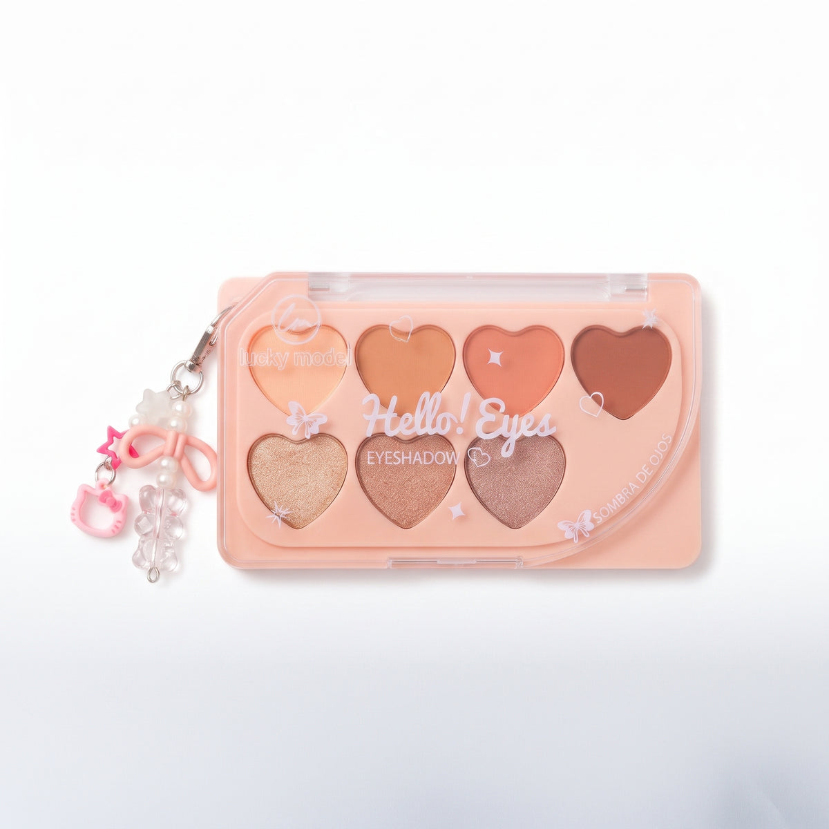 Lucky Model "Hello! Eyes" 7-Color Heart Eyeshadow Palette with Beaded Charm