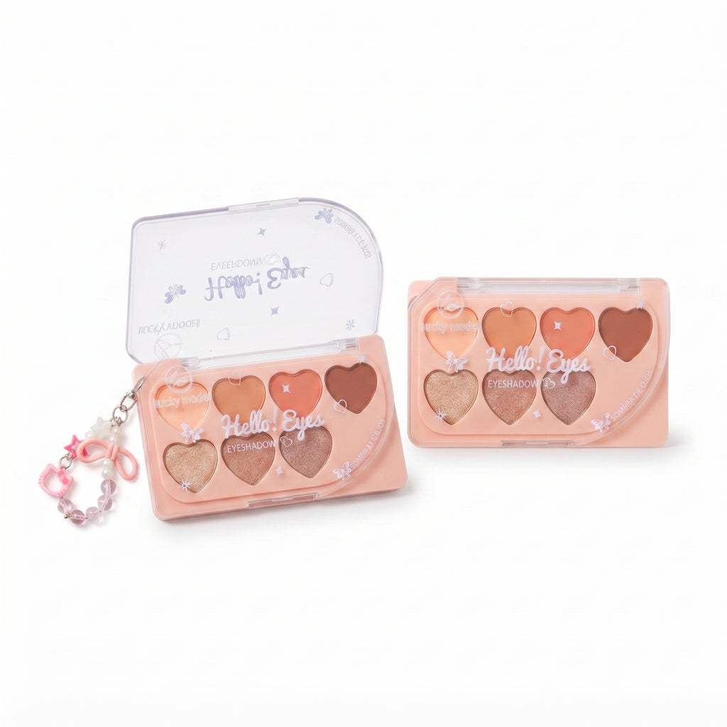 Lucky Model "Hello! Eyes" 7-Color Heart Eyeshadow Palette with Beaded Charm