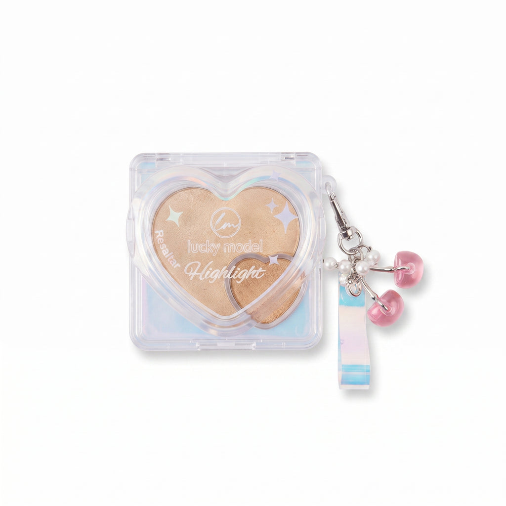 Lucky Model Heart Shaped Highlighter & Shimmer Compact