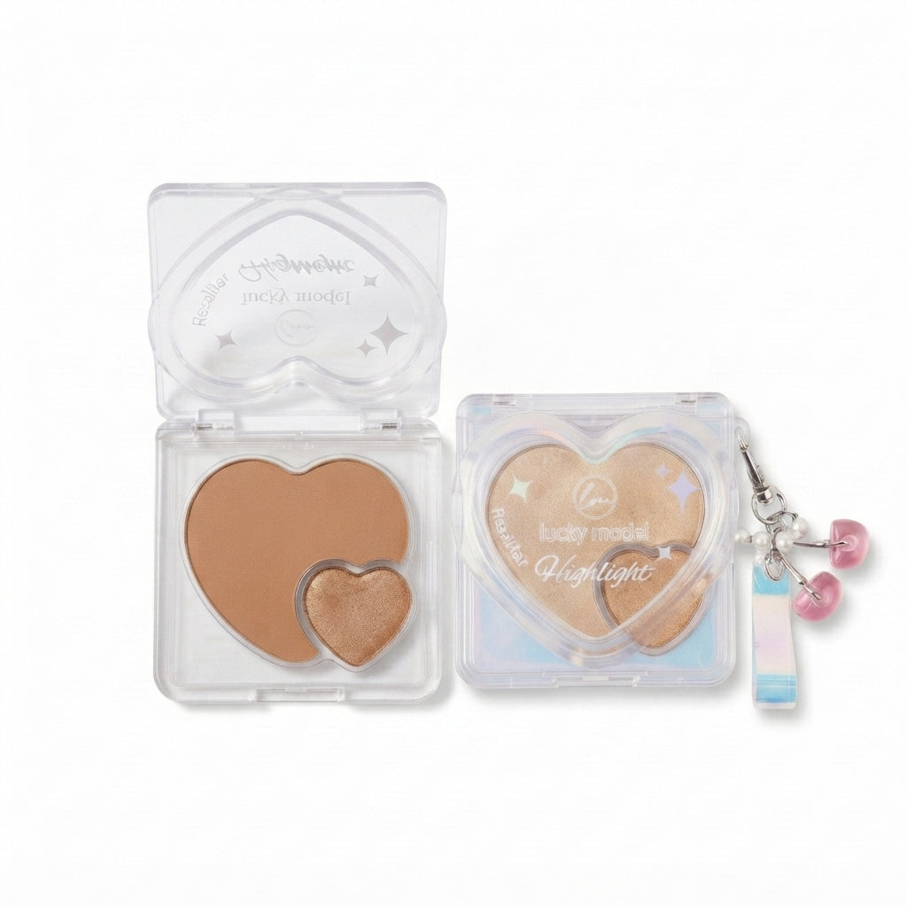 Lucky Model Heart Shaped Highlighter & Shimmer Compact