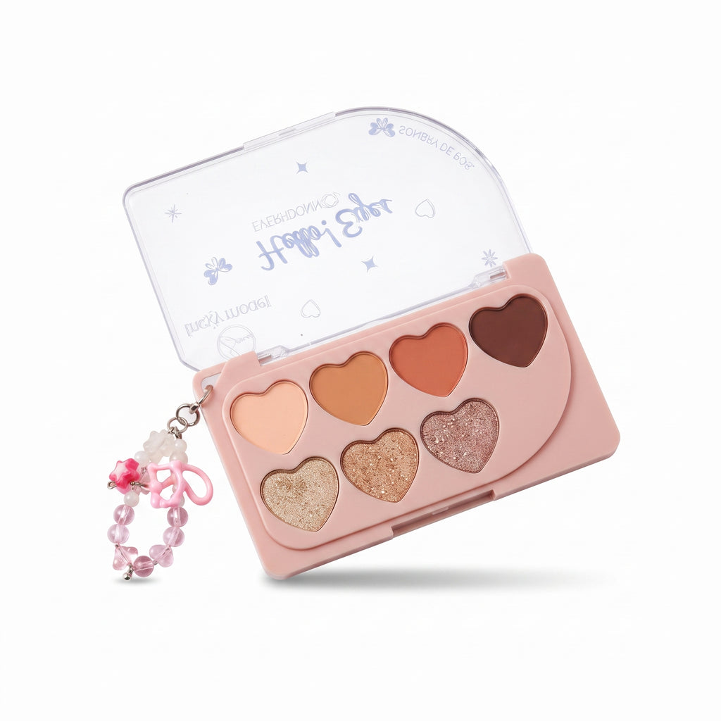 Lucky Model "Hello! Eyes" 7-Color Heart Eyeshadow Palette with Beaded Charm