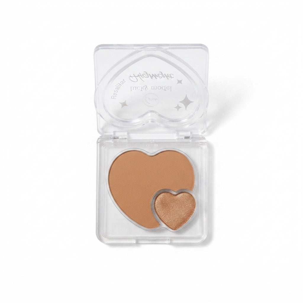 Lucky Model Heart Shaped Highlighter & Shimmer Compact