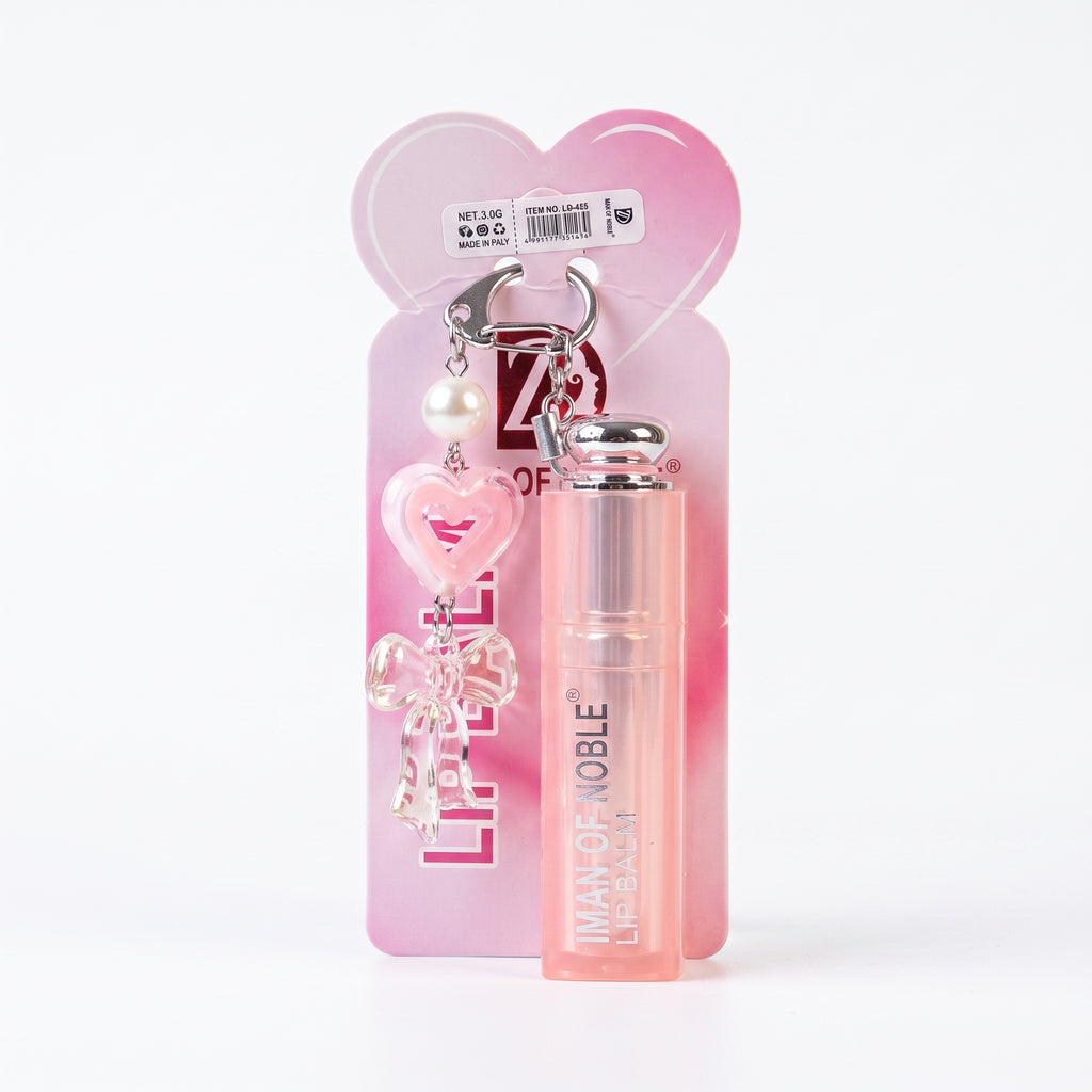 Iman of Noble Pearl & Ribbon Charm Keychain Waterproof Lip Balm