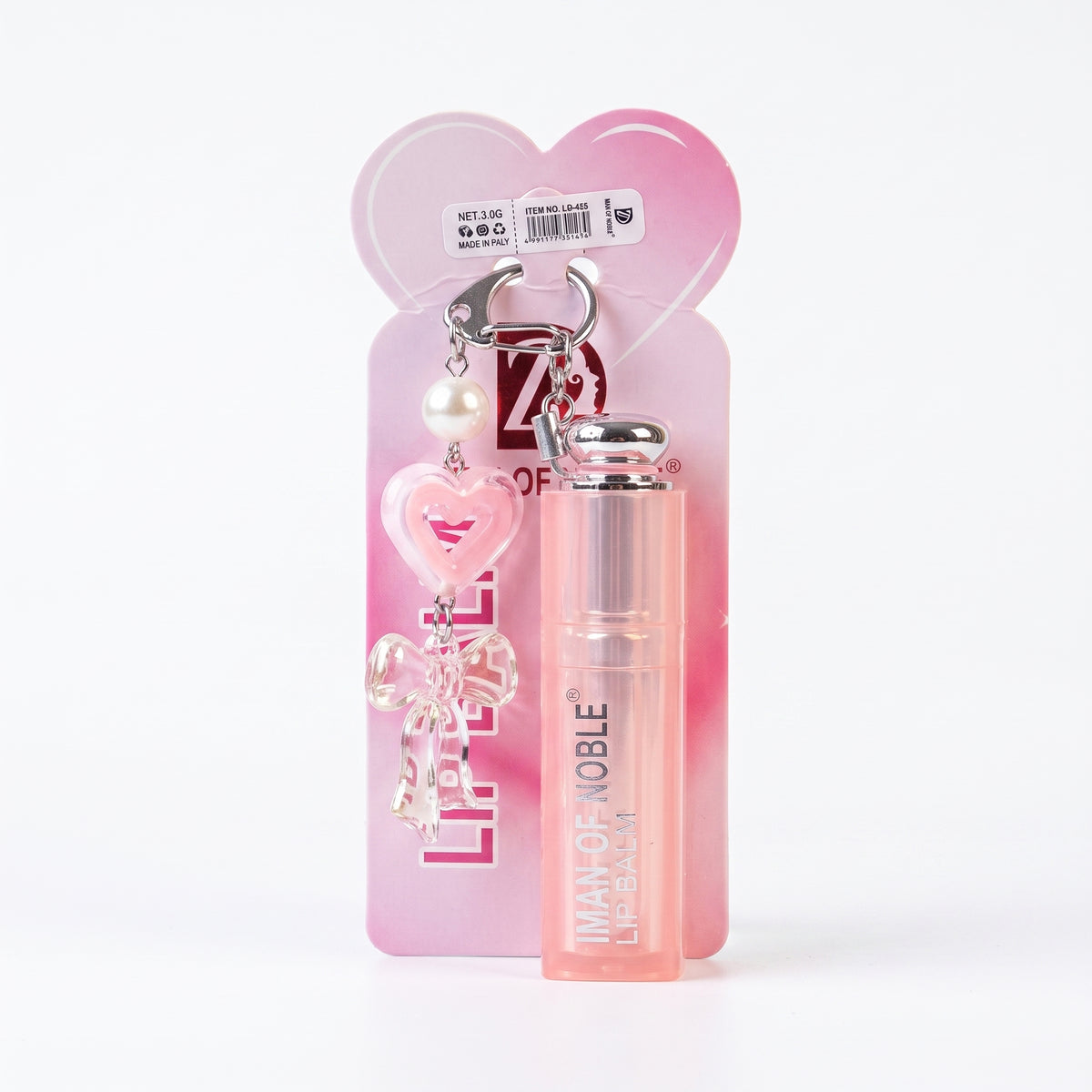 Iman of Noble Pearl & Ribbon Charm Keychain Waterproof Lip Balm