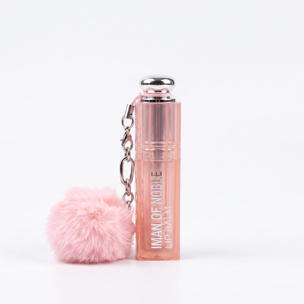 Iman of Noble Plush Pom-Pom Keychain Waterproof Lip Balm