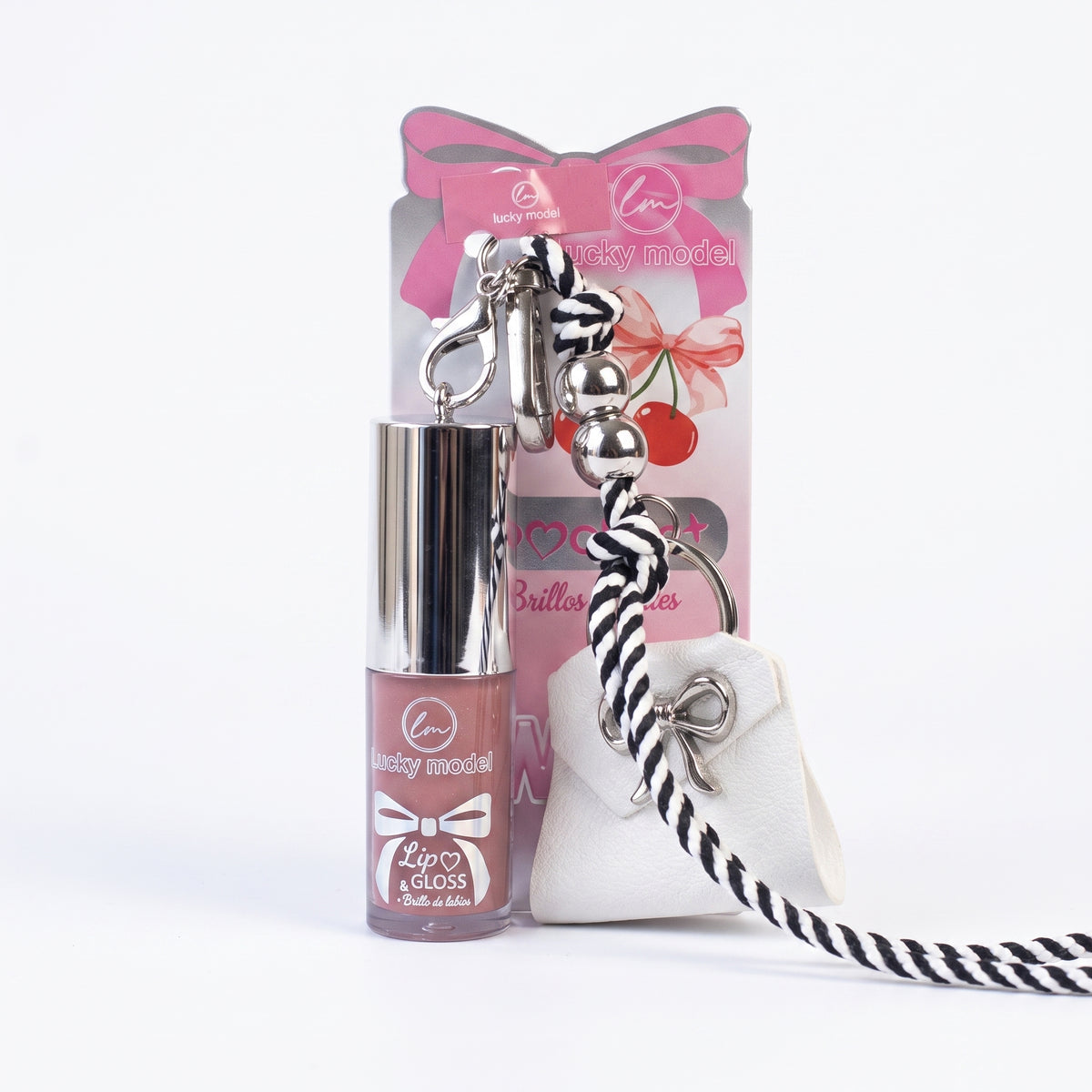 Lucky Model Lip Gloss & Keychain Charm Set