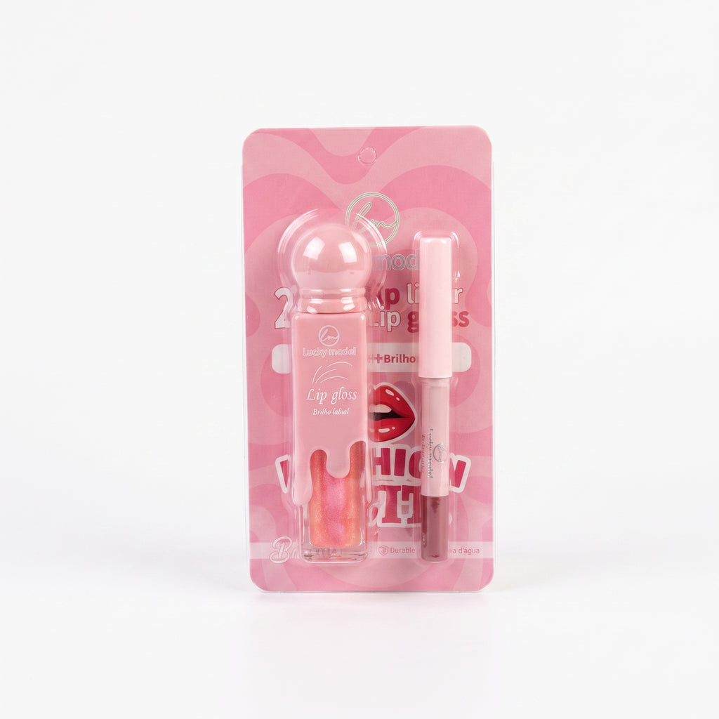 Lucky Model 2-in-1 Lip Liner & Lip Gloss Set