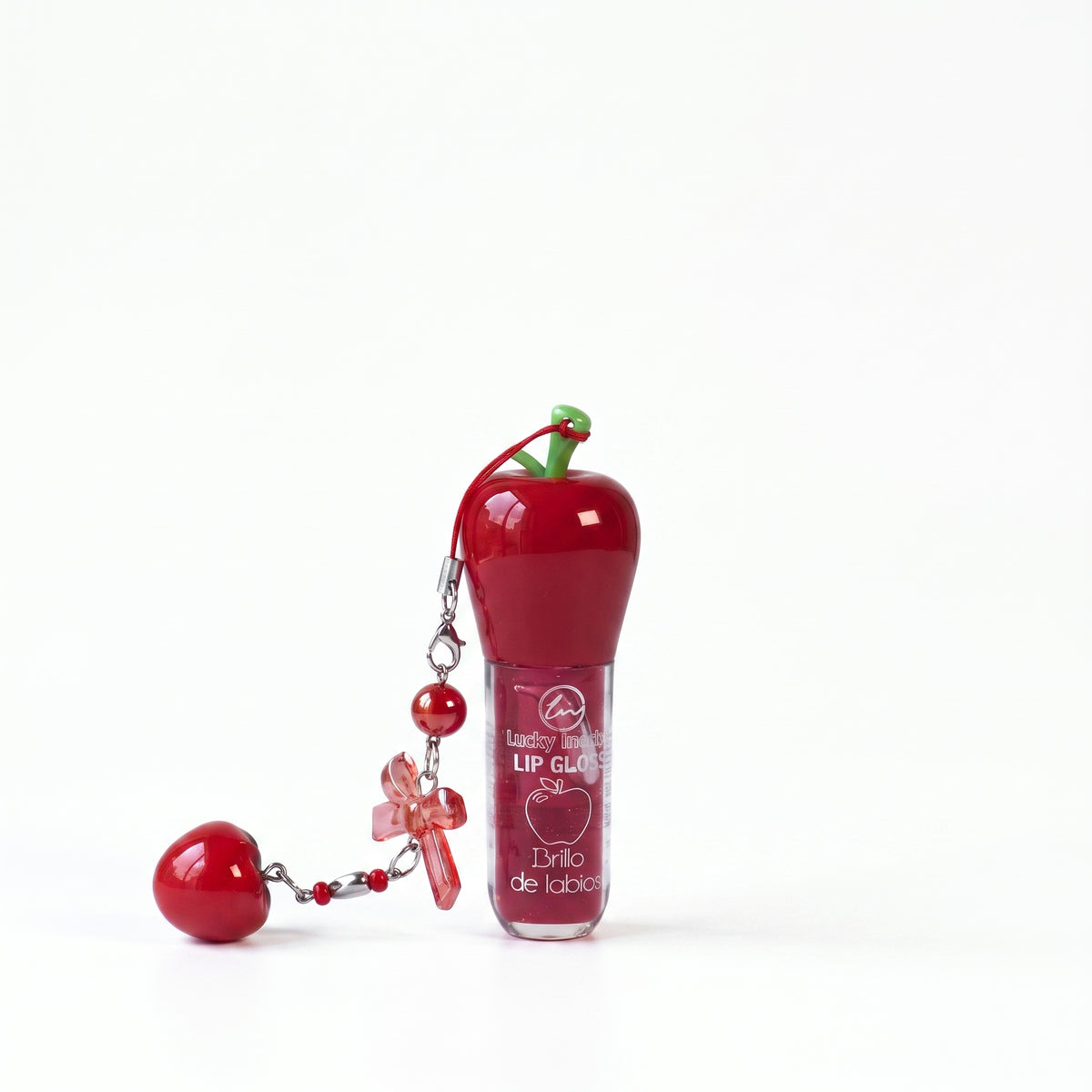 Lucky Model Apple Lip Gloss with Fruit Charm Strap