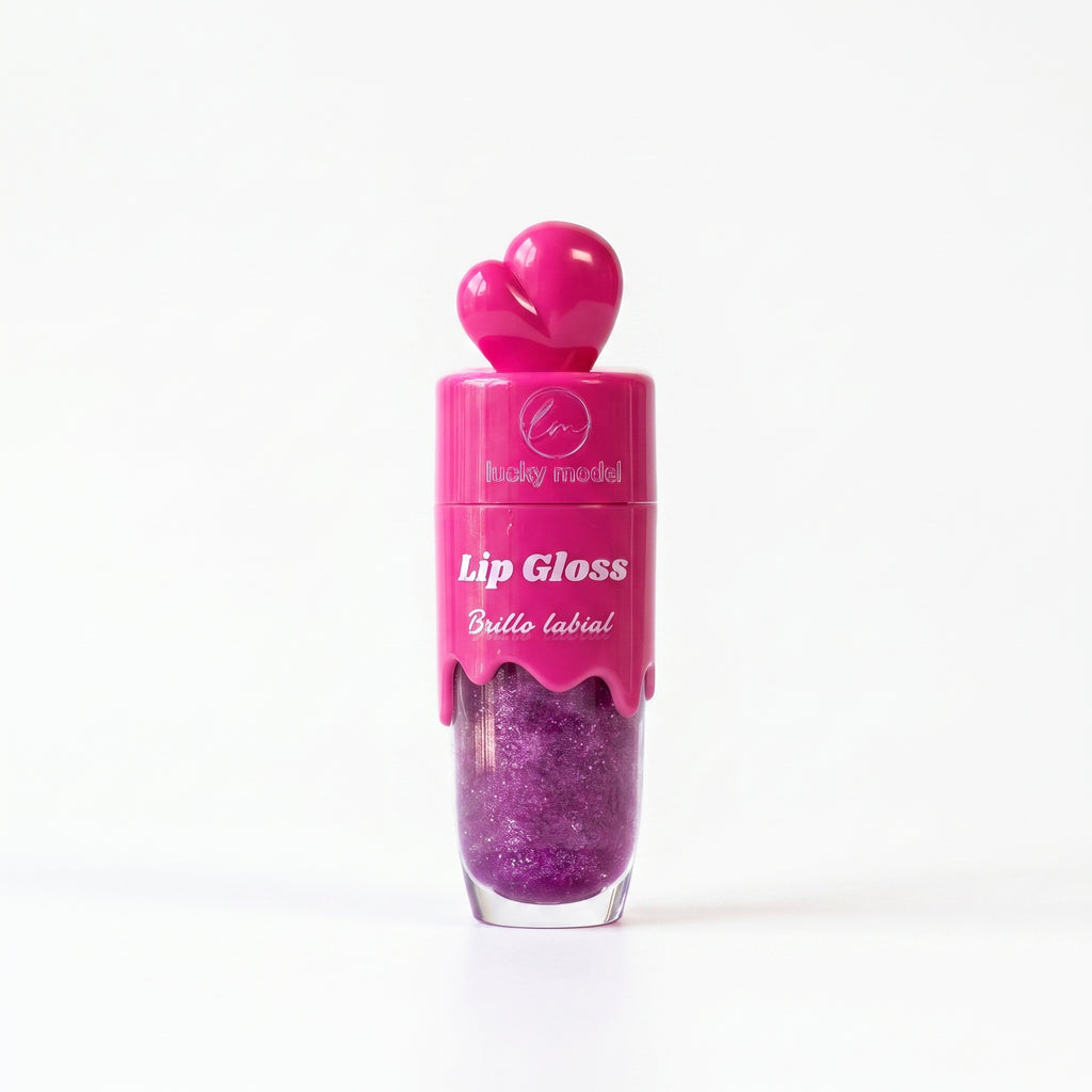 Lucky Model Magic Drip Shimmer Lip Gloss with Heart Topper