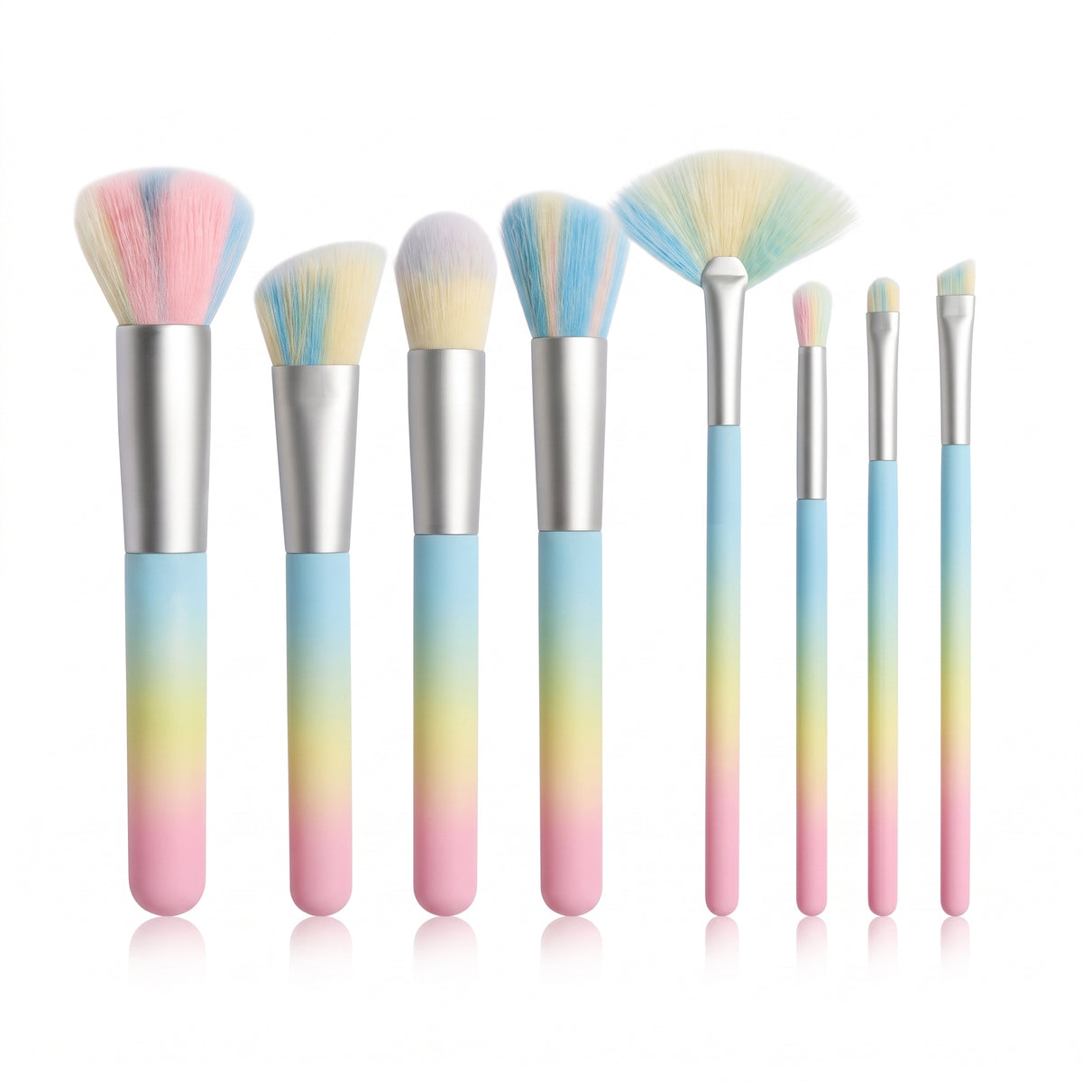 Sweet Beauty Rainbow Series Pastel 8-Piece Makeup Brush Set
