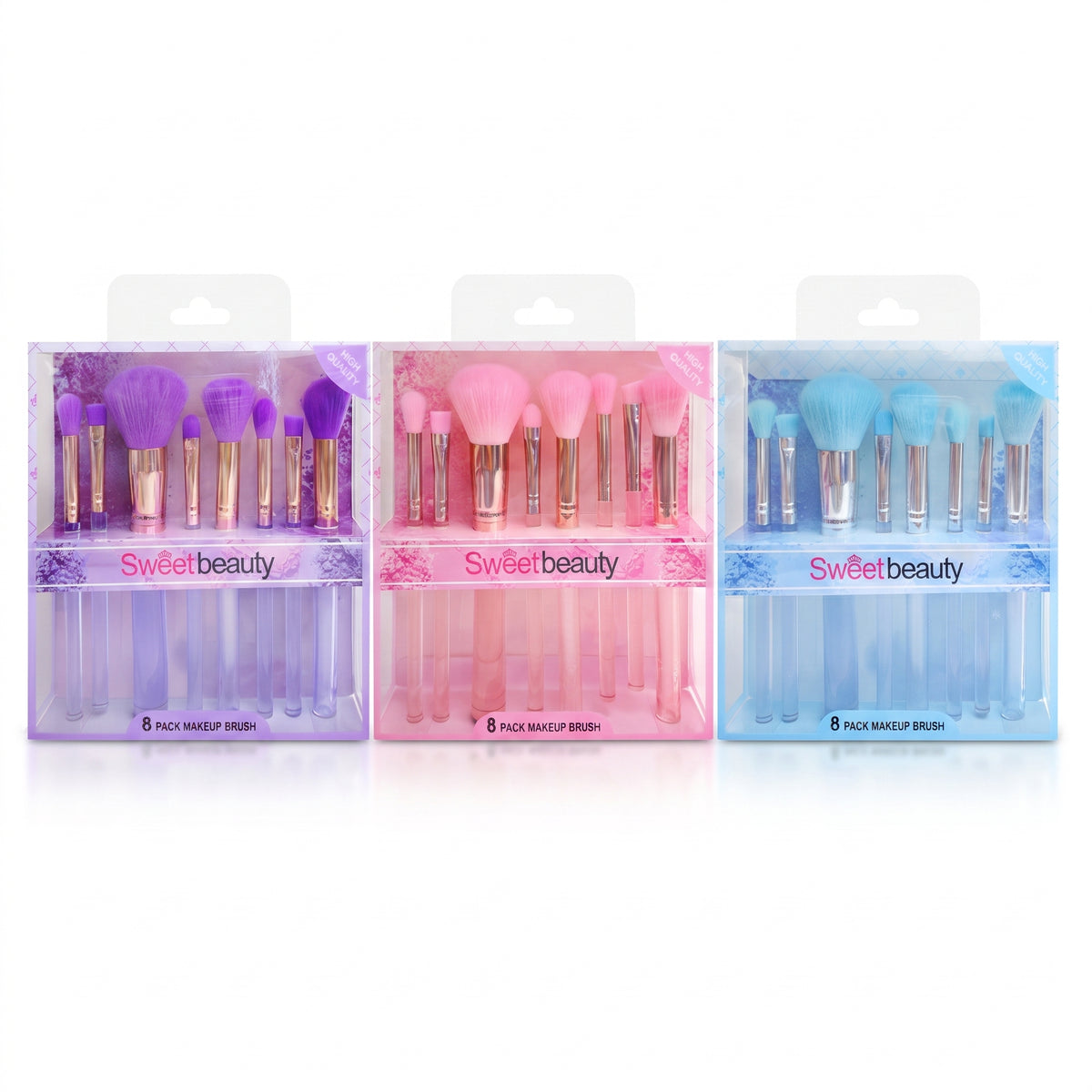 Sweet Beauty Colorful 8-Piece Candy Translucent Makeup Brush Set