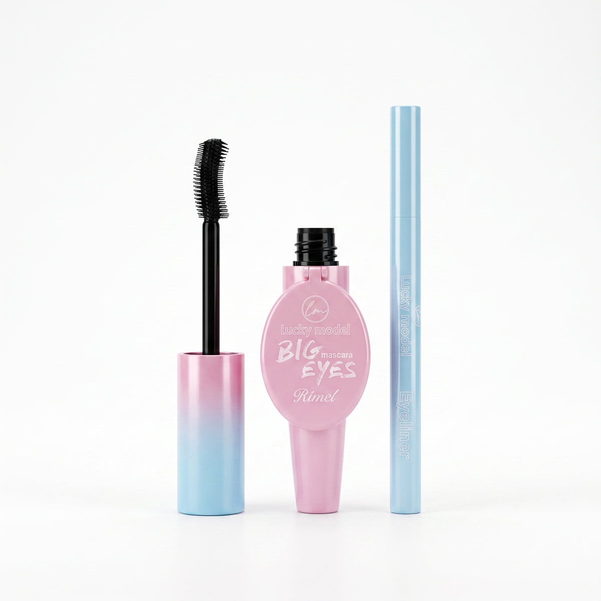 Lucky Model Big Eyes Mascara & Eyeliner Eye Kit with Compact Mirror
