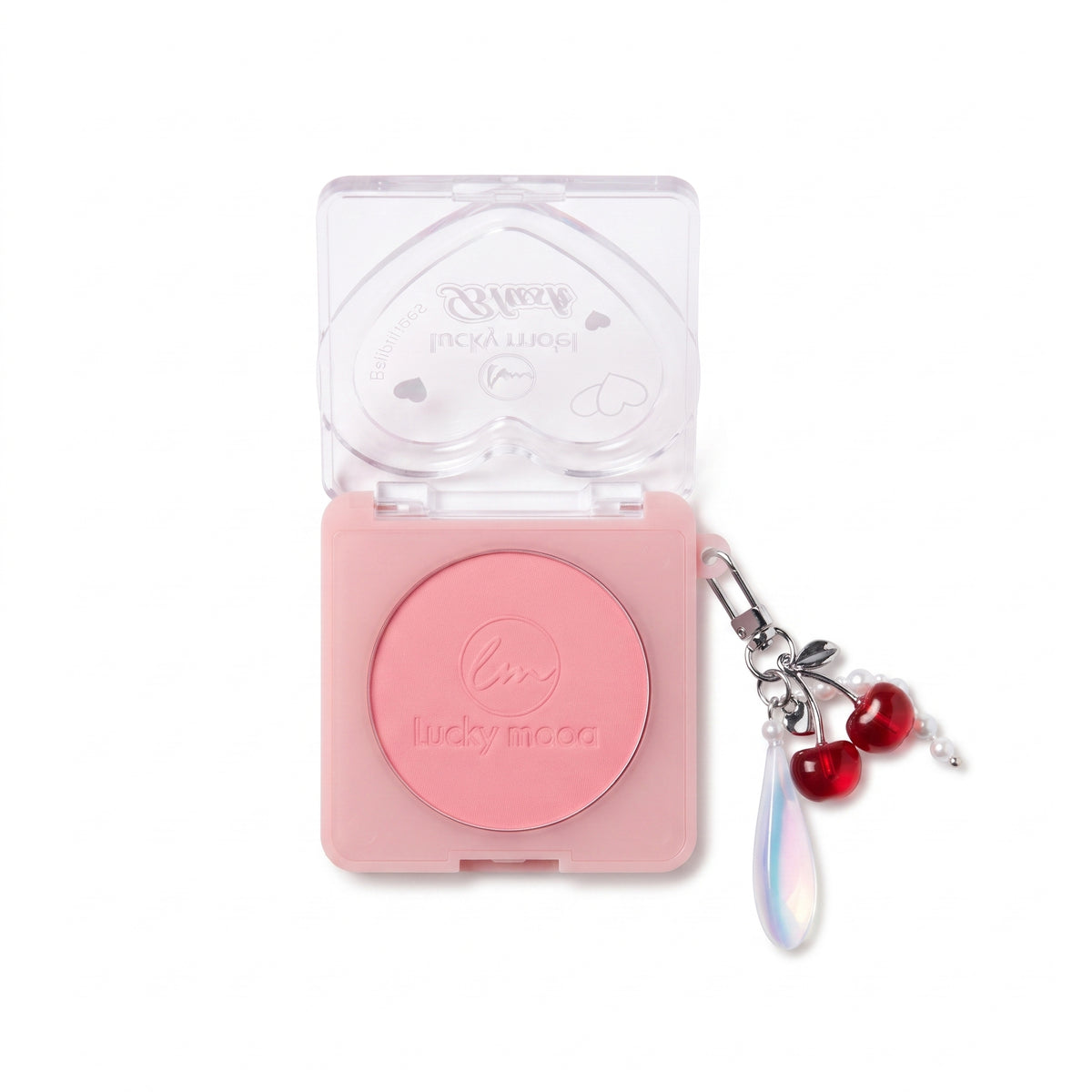 Lucky Model Heart Powder Blush Compact with Charm