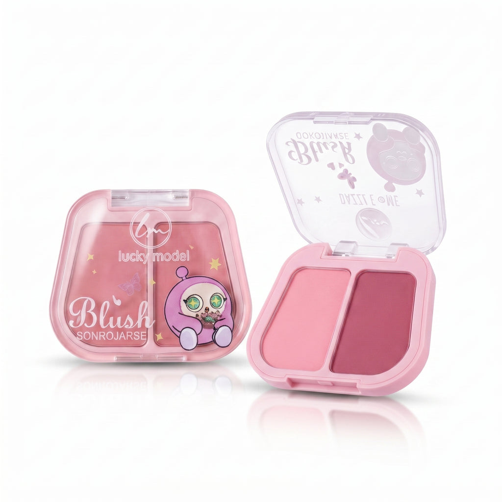 Lucky Model Dual Shade Matte Blush Compact