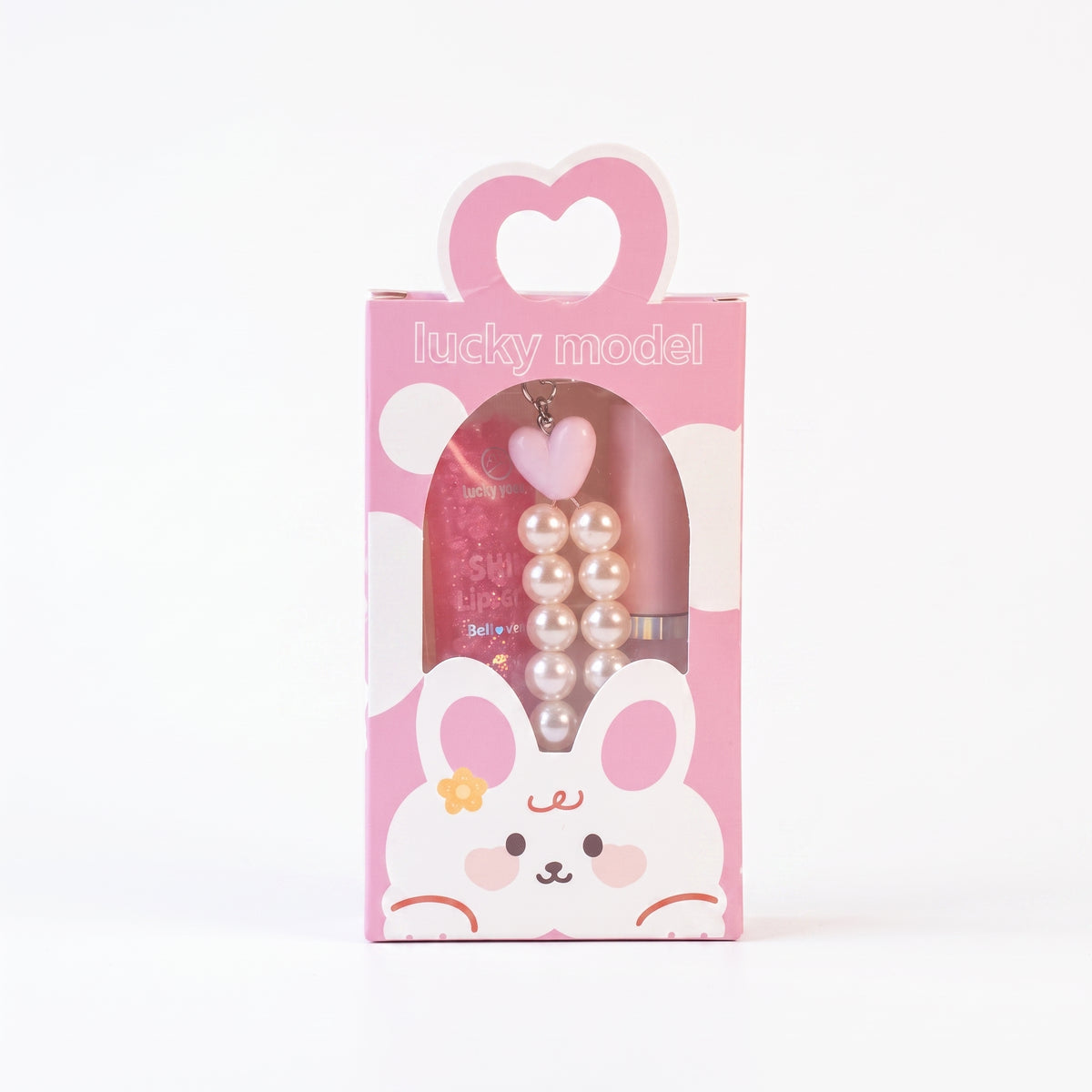 Lucky Model 2-in-1 Lip Gloss Duo Set with Pearl Charm