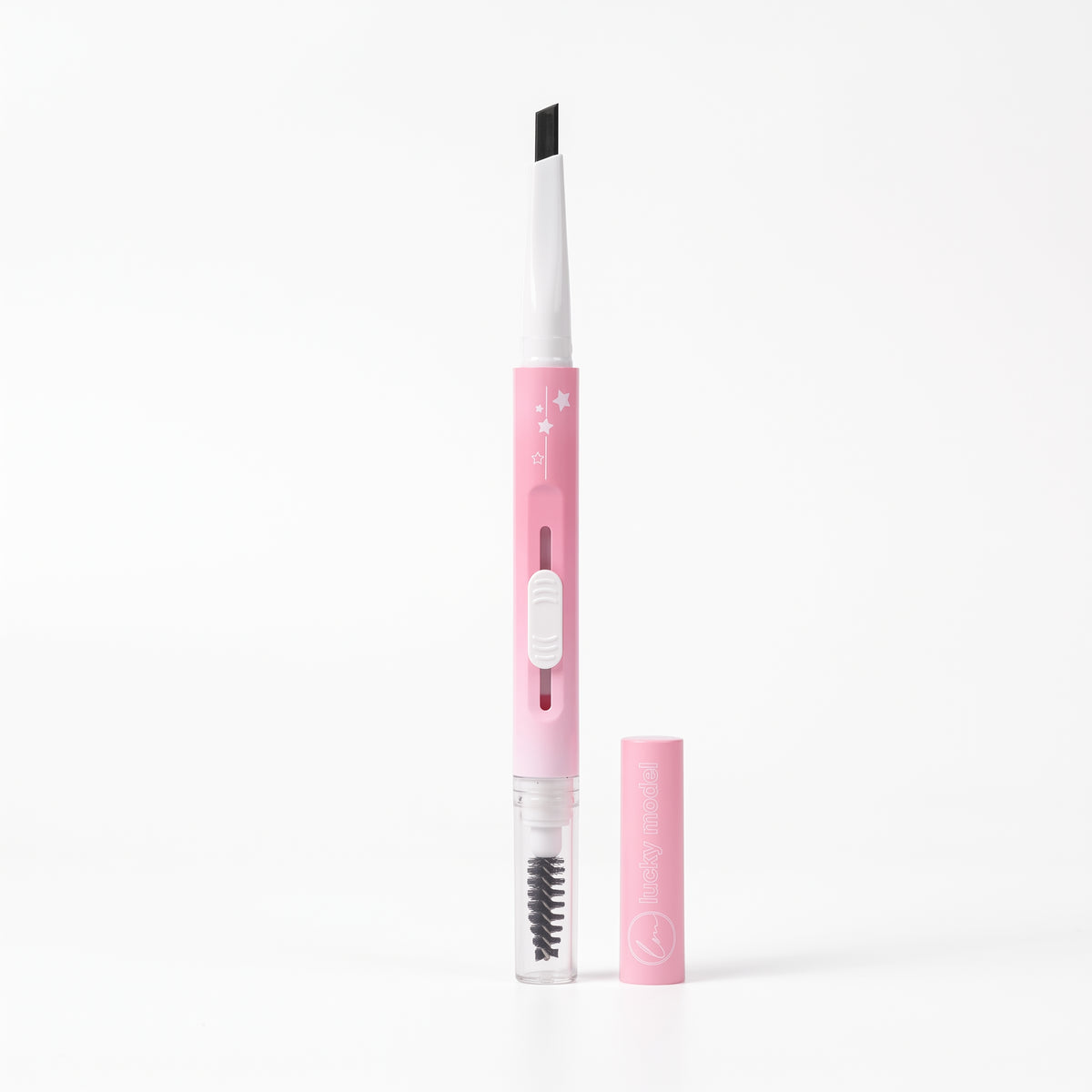 Lucky Model Dual-Ended Eyebrow Pencil with Spoolie Brush (Pink Edition)