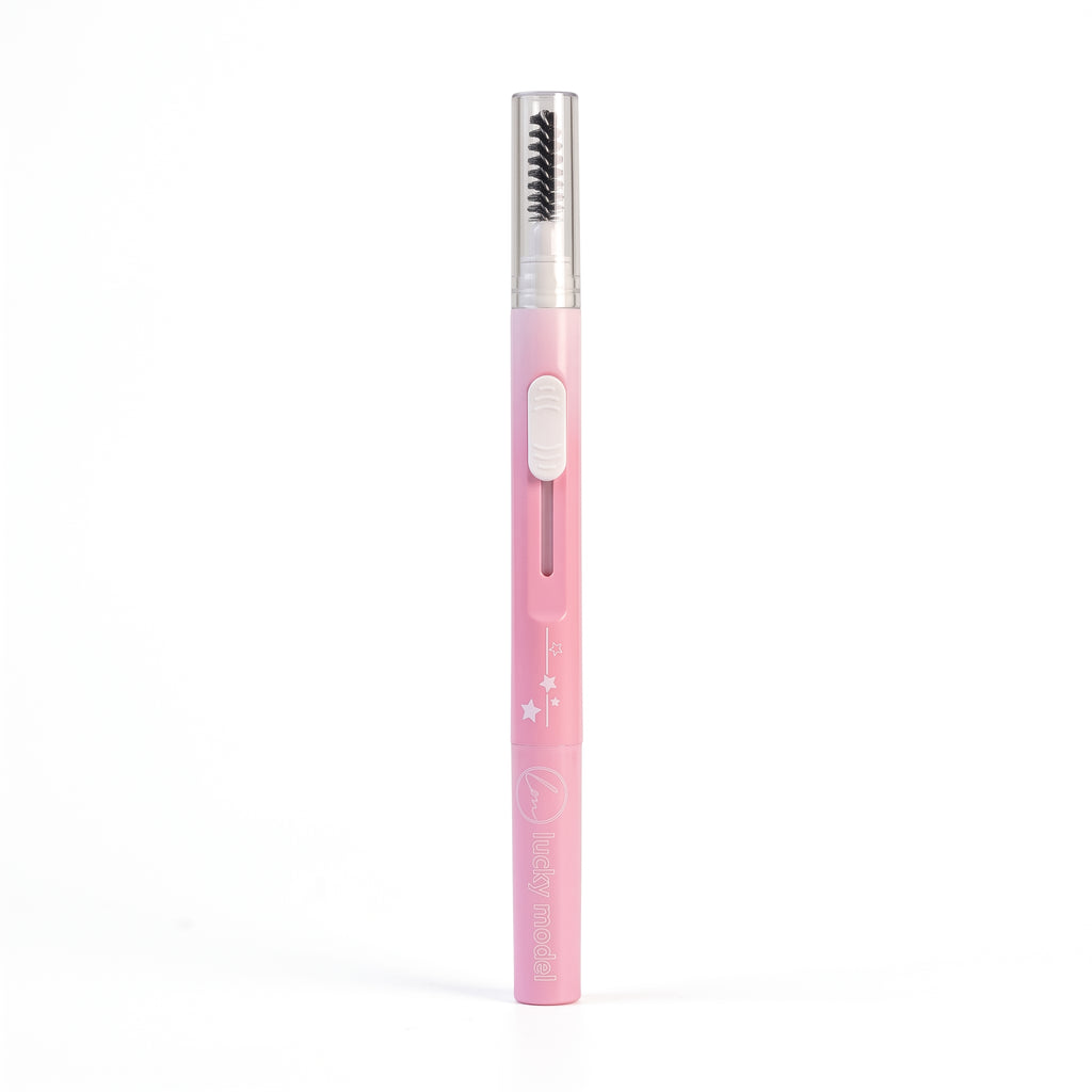 Lucky Model Dual-Ended Eyebrow Pencil with Spoolie Brush (Pink Edition)