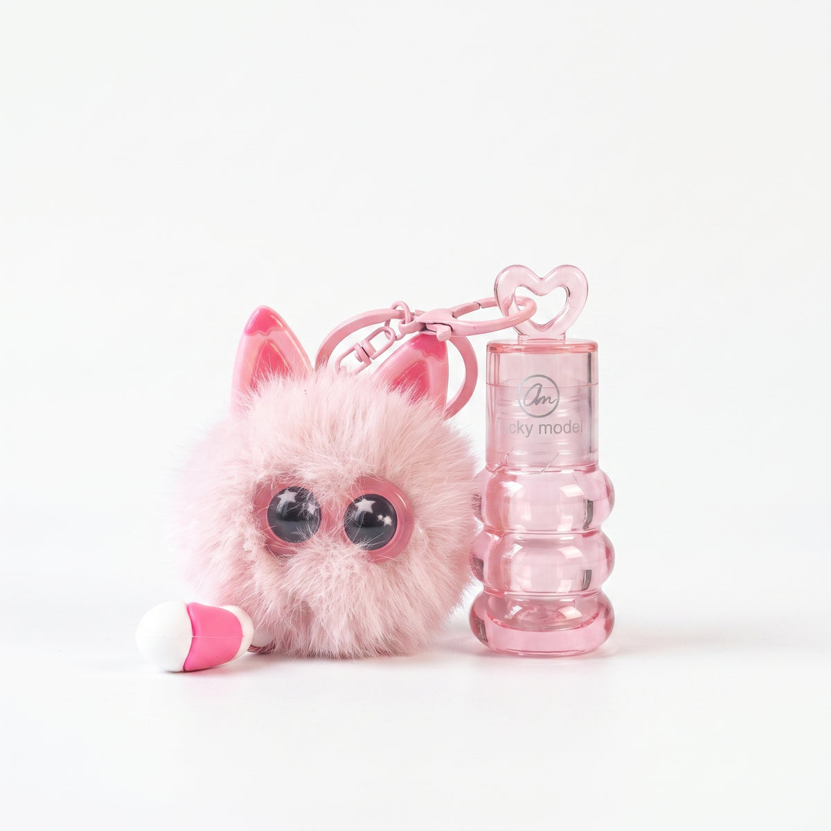 Lucky Model Fluffy Plush Charm Lip Oil Keychain