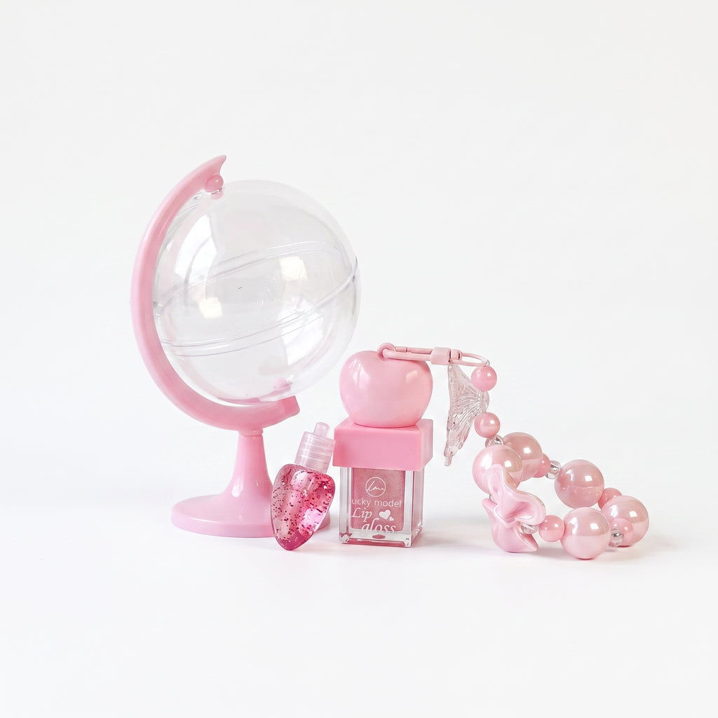 Lucky Model Novelty Globe Lip Gloss & Charm Gift Set