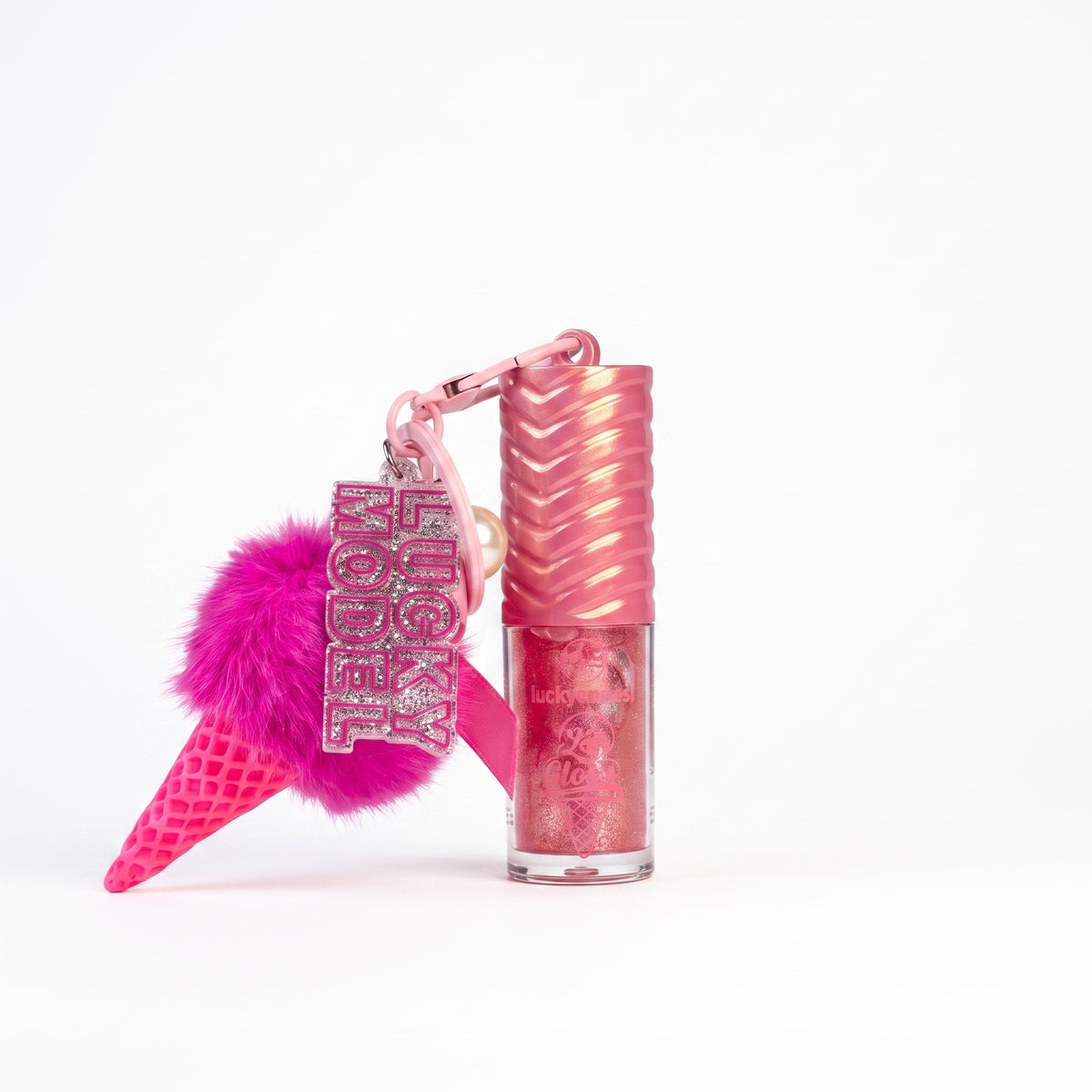 Lucky Model Ice Cream Plush Keychain Lip Gloss