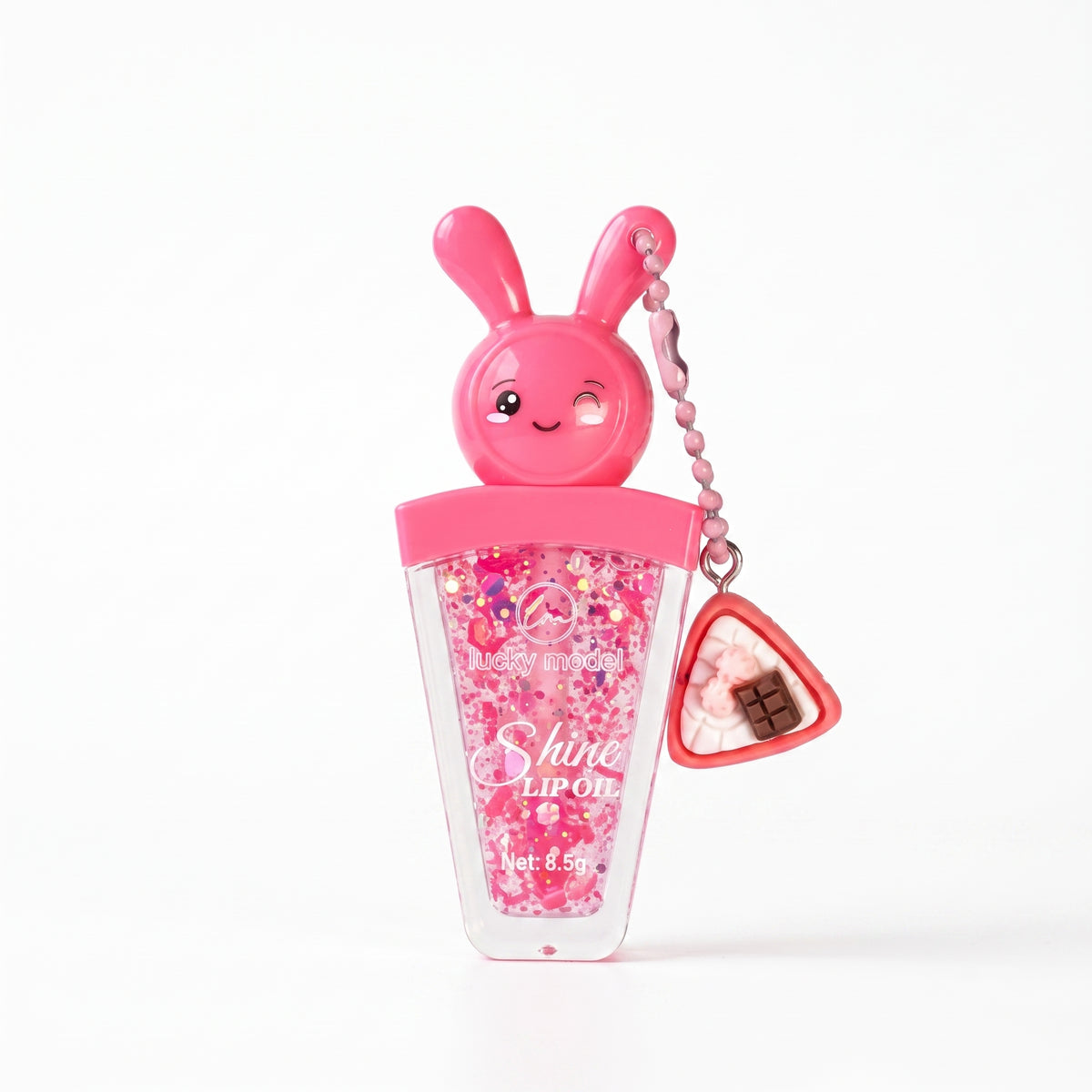 Lucky Model Bunny Shine Lip Oil with Cake & Chocolate Charm