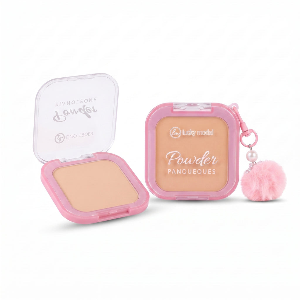 Lucky Model Flawless Coverage Compact Powder with Charm