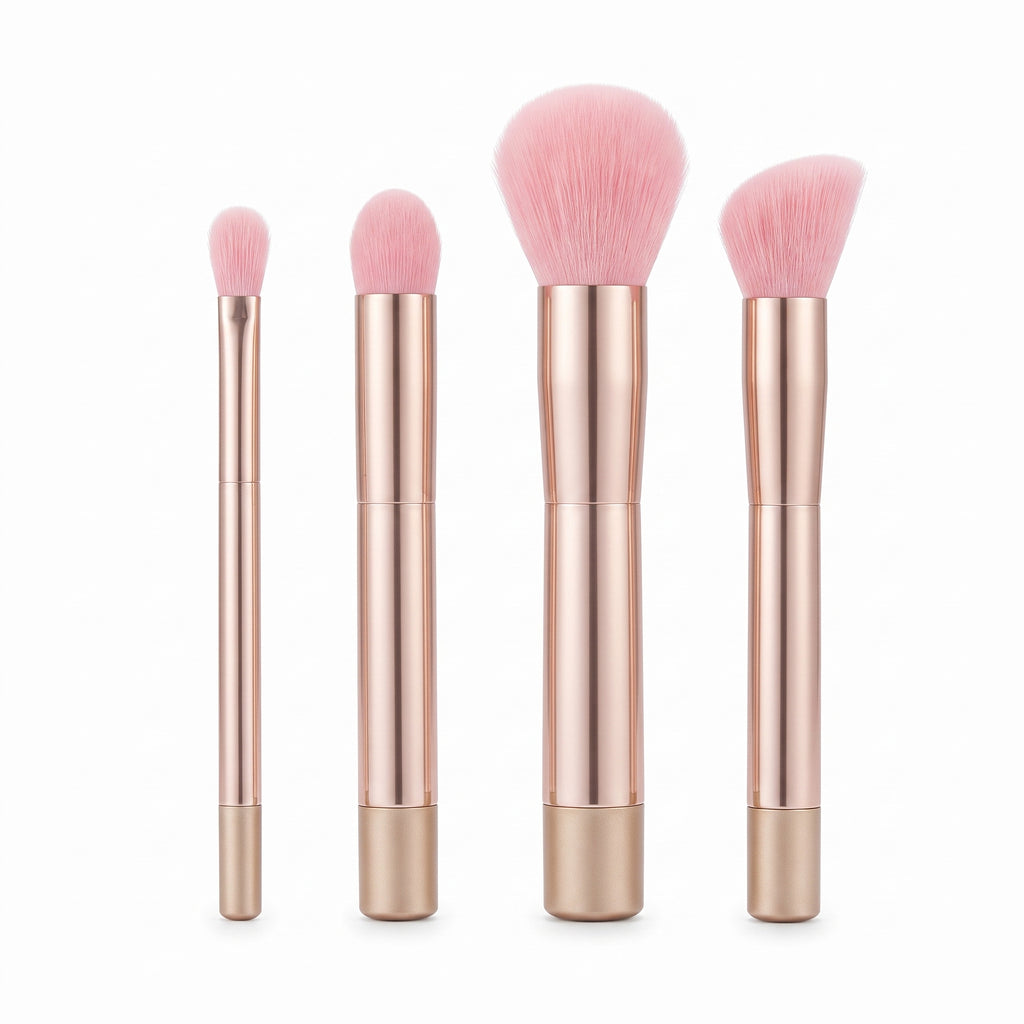 Sweet Beauty Deluxe 4-Piece Pastel & Rose Gold Makeup Brush Set