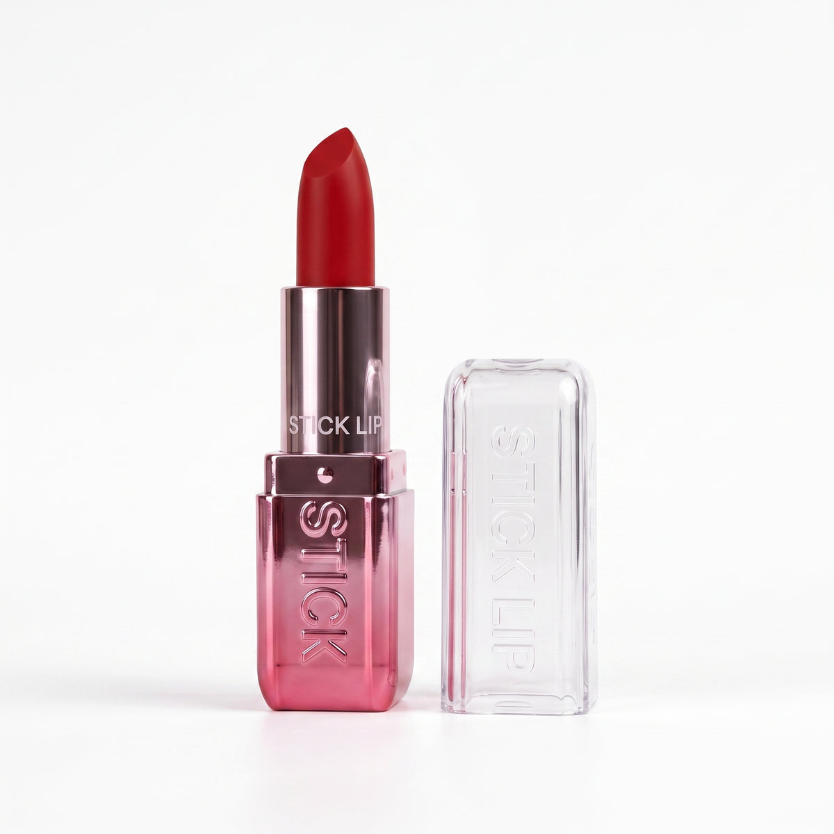 Lucky Model Metallic Rose Gold Clear Casing Matte Lipstick