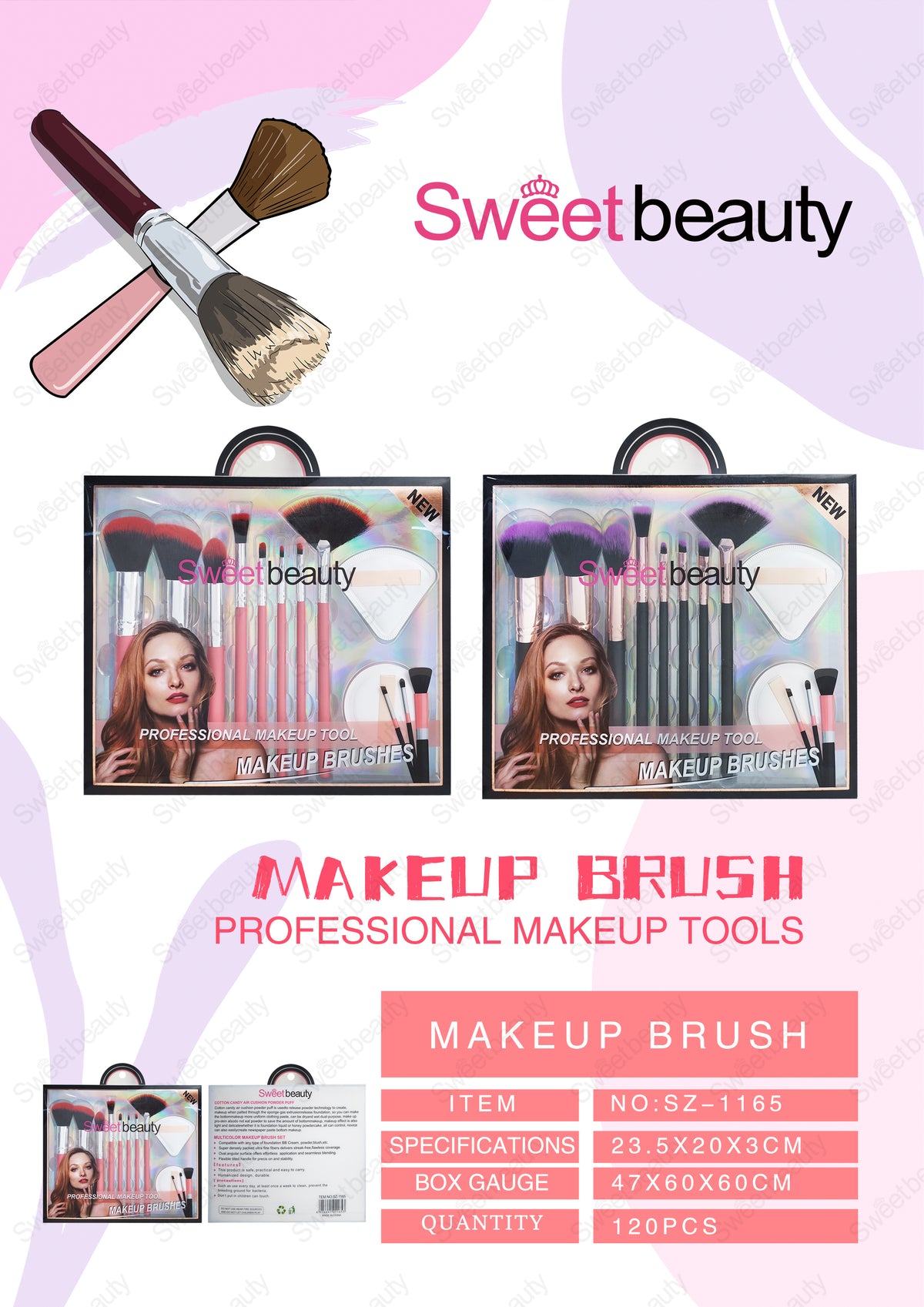 Sweet Beauty Deluxe Professional Makeup Brush Set with Powder Puffs & Accessories