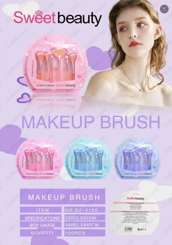 Sweet Beauty 6-Piece Makeup Brush Set with Heart Case