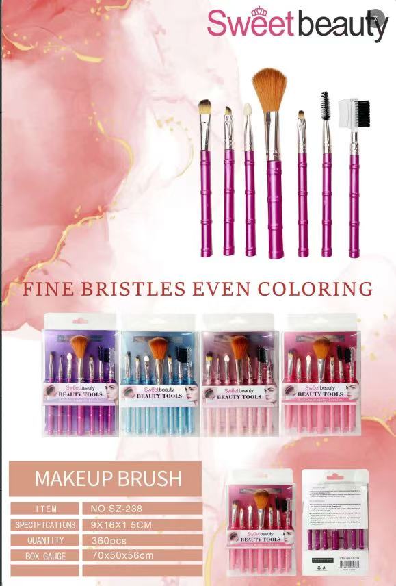 Sweet Beauty Bamboo-Joint Metallic 7-Piece Makeup Brush Set