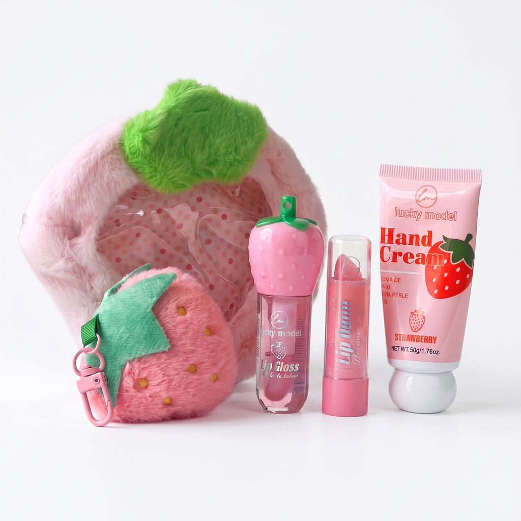 Lucky Model Strawberry Lips Kit & Hand Cream Set