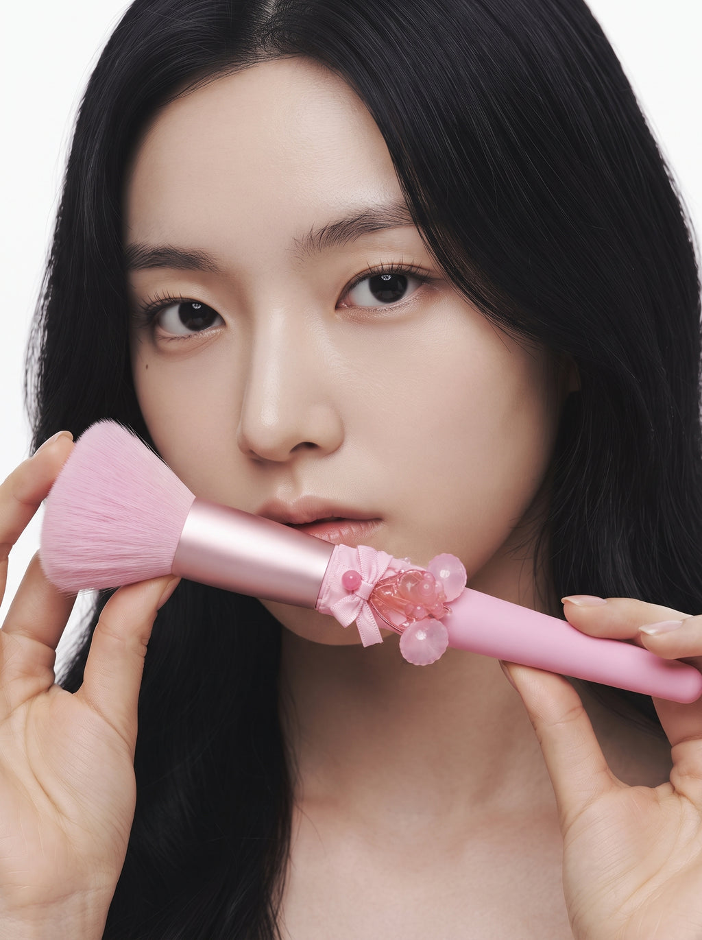 Sweet Beauty Soft Powder Brush with Cherry & Ribbon Charm