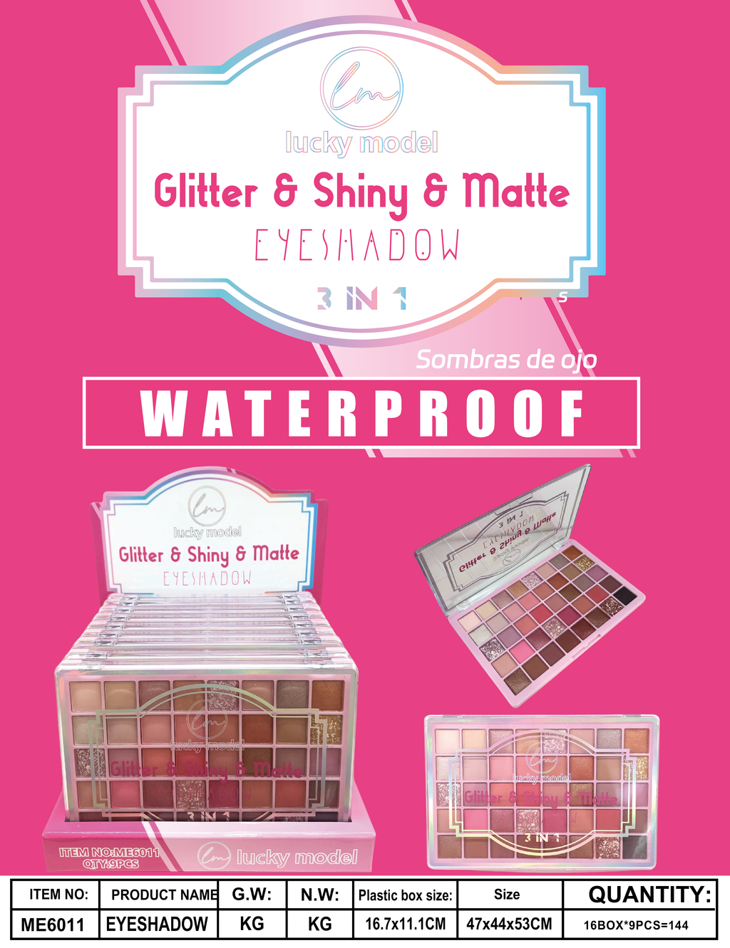 Lucky Model "Glitter & Shiny & Matte" 40-Color Eyeshadow Palette