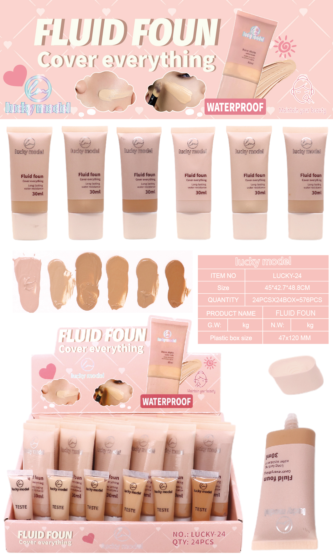 Lucky Model Fluid Foundation - Cover Everything (30ml)