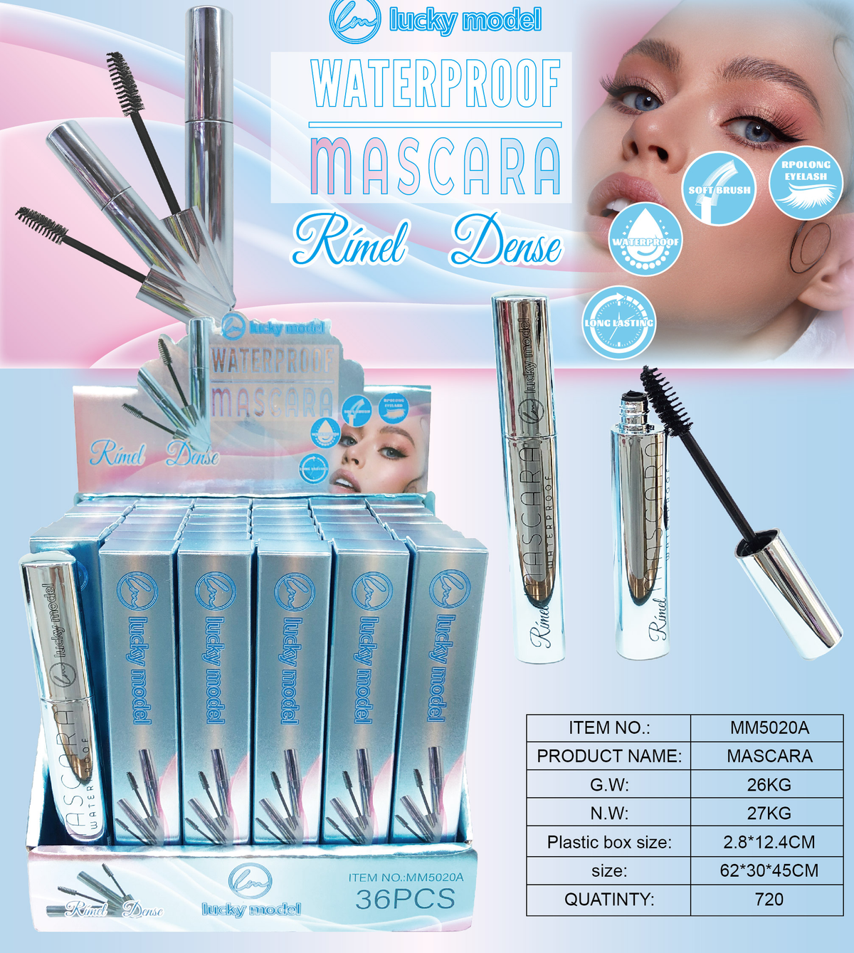 Lucky Model Rímel Dense Waterproof Mascara